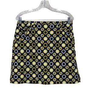 N'vo by Lanctot Skort Womens 6 Black Yellow White Geometric Golf Tennis Stretch